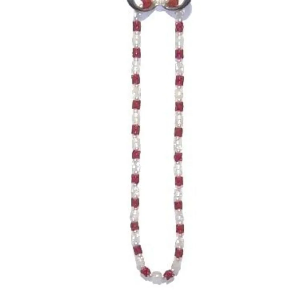 Star Beaded Red, White and‎ Pearl Necklace